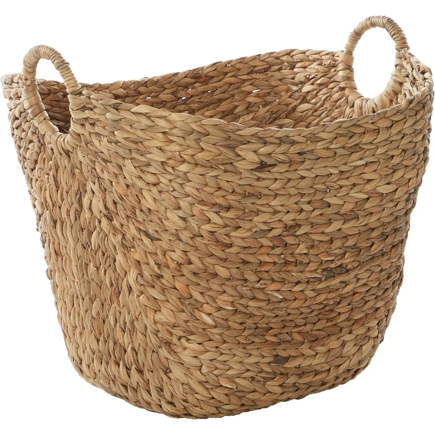 Deco 79 Seagrass Storage Basket, Large Woven Basket, 20" x 18" x 19", Brown | Handmade decorative and functional basket for storage with ring handles, baskets for organizing, room decor