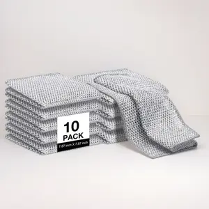 10-Pack Multifunctional Non-Scratch Wire Sponges & Scouring Pads - Dual-Use PE Mesh Steel Wool Cloths, Easy-Storage Home Care Essentials That Decontaminates, Versatile Cleaning for Sink, Pots