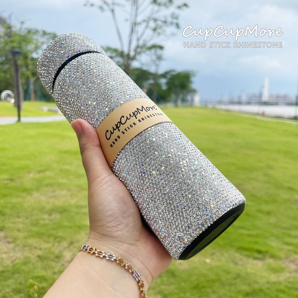 Live Cupcupmore 16oz Bling Rhinestone Vacuum Flasks Double Wall Stainless Steel Insulated tumbler with Leak-proof Lid Glitter Water bottle,Sparkle Portable Thermal Mug for Women Men,Keeps Cold 12 Hours and Hot 6 Hours Shiny Drinkware Cup