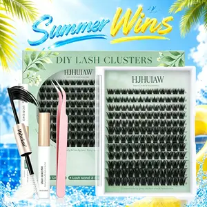 HJHUIAW 5D eyelash cluster, single grafting, layered and fluffy, waterproof and windproof, long-lasting and ultra-thin with makeup, suitable for girls, beginner-friendly, slim and curly set, lightweight and comfortable