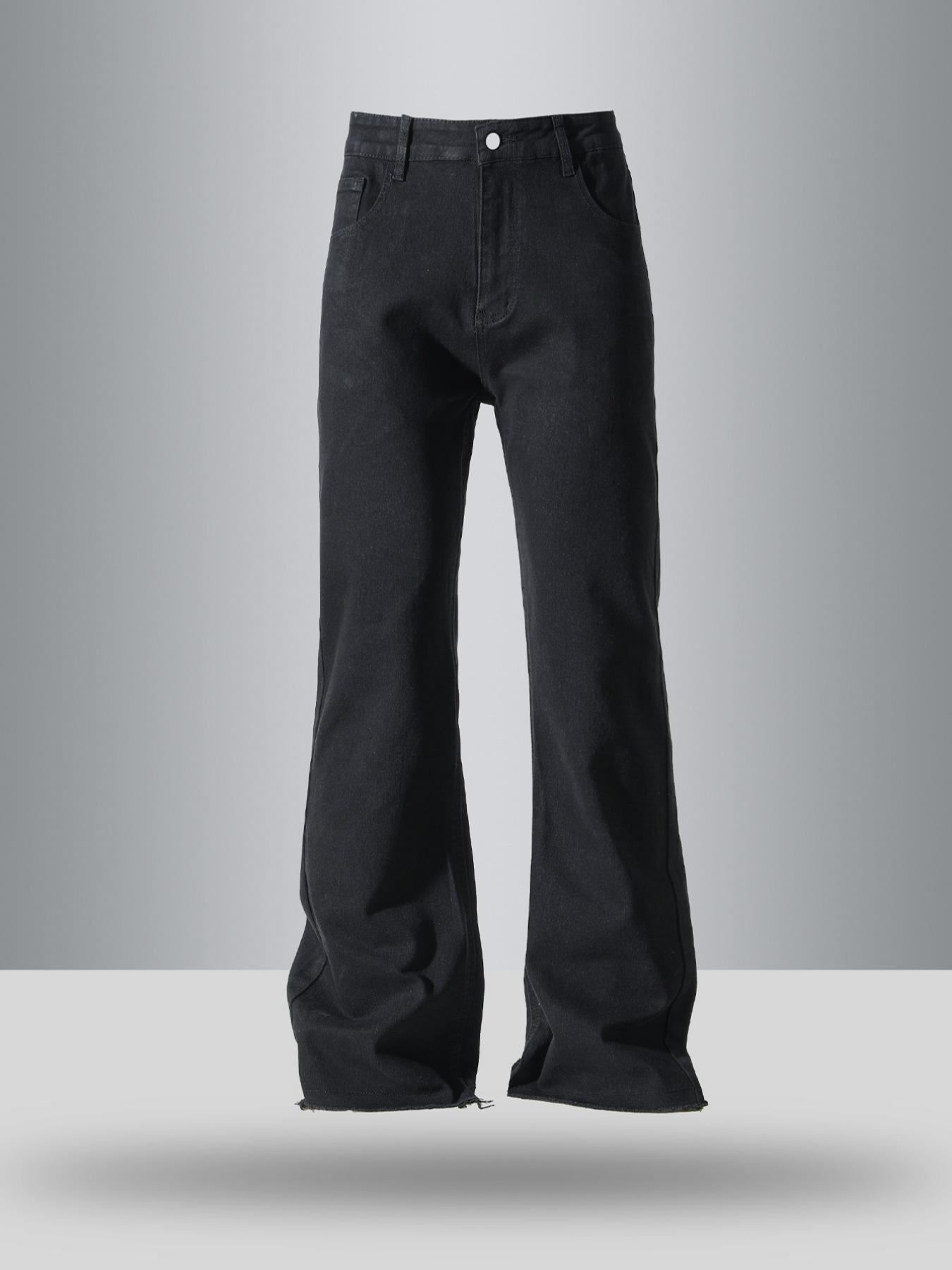 Men's Solid Color Flare Leg Jeans, Street Fashion Casual Comfy Denim Pants for Daily Wear, Mens Bottoms for All Seasons, Streetwear