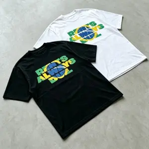 Y2K Retro T Shirt Brazil Flag Rents Always Due Slogan Print Pattern Short Sleeve New Hip Hop Streetwear Unisex Oversize Clothing