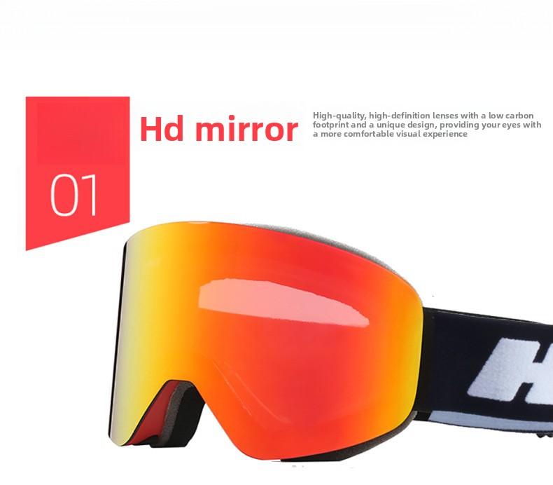 Ski mask, magnetic ski goggles, cylindrical lenses, anti-fog, unisex outdoor mountaineering, skiing, cycling goggles