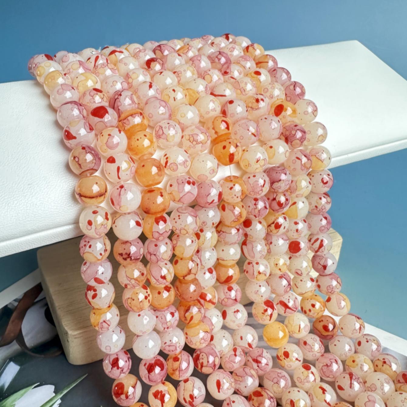 Halo Dyed Ink Premium Glass Beads for DIY Jewelry Making, 100/200pcs DIY Jewelry Accessories for Bracelet, Necklace, Earrings, Jewelry Making Supplies