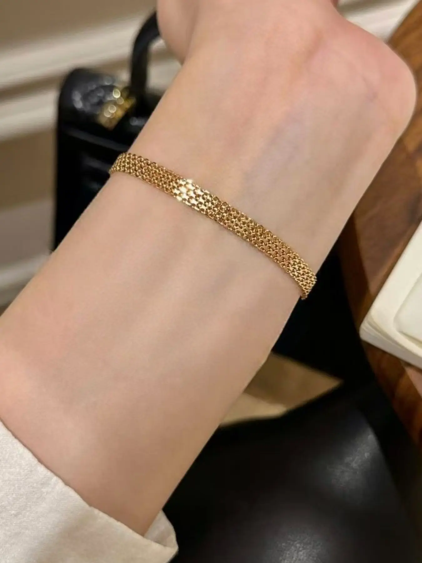 Women's Exquisite Woven Mesh Bracelet, Jewelry Bracelet, Thick Fashionable Chain Design, Ideal for Men & Women, Perfect Gift Choice, Elegant Jewelry Bracelet, High Quality Bracelet