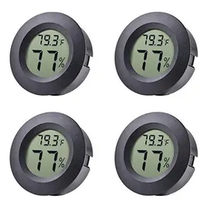 4-pack Mini Hygrometer Thermometer Fahrenheit Indoor Room Round Humidity Temperature Gauge for 3D Printer Home Jars Reptile Incubator Guitar Case