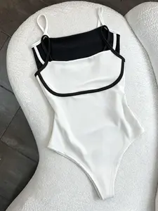 Women's Sexy Colorblock Sleeveless Bodycon Top Set, Perfect for Beach Vacations and Daily Wear, Everyday Casual Slim-Fitting Fall & Winter Clothing