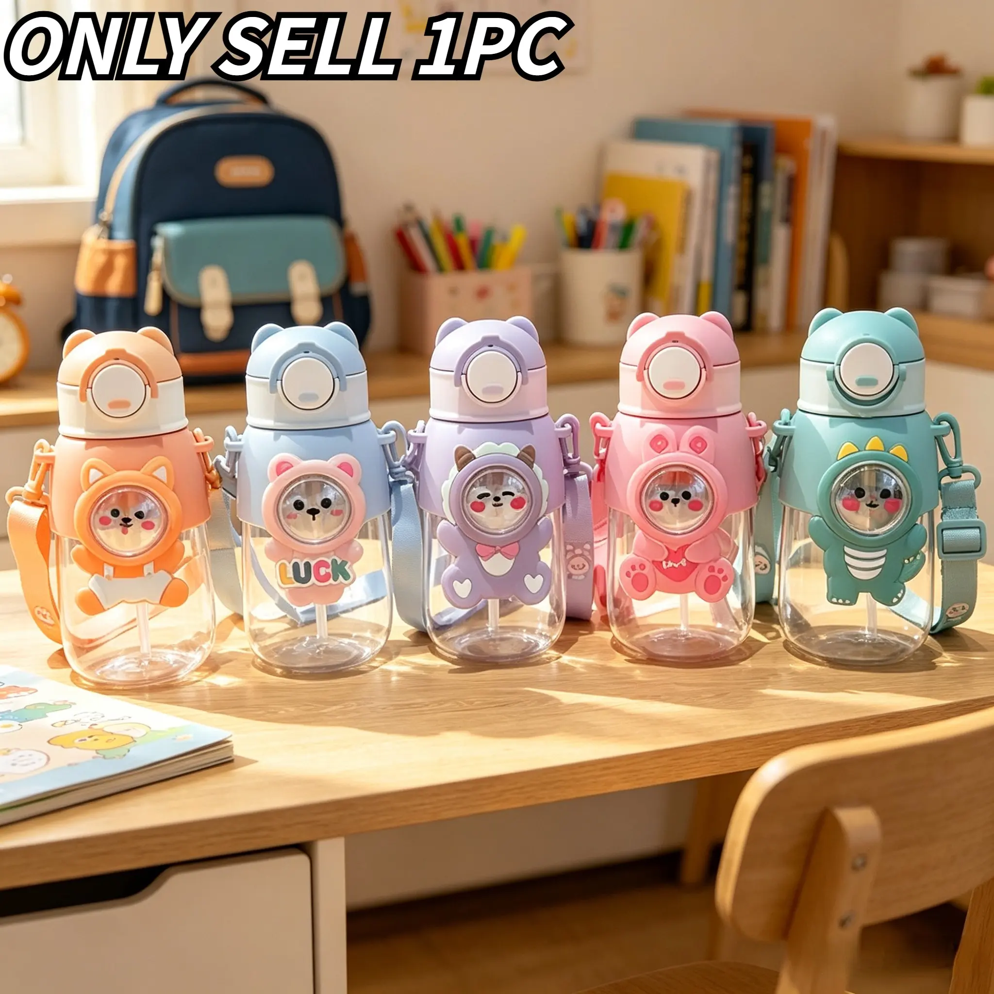 High-Quality Cute Cartoon Animal Straw Cup, 660ML Portable Water Bottle, Leak-Proof Sports Mug, Ideal for Students, Kids & Gifts