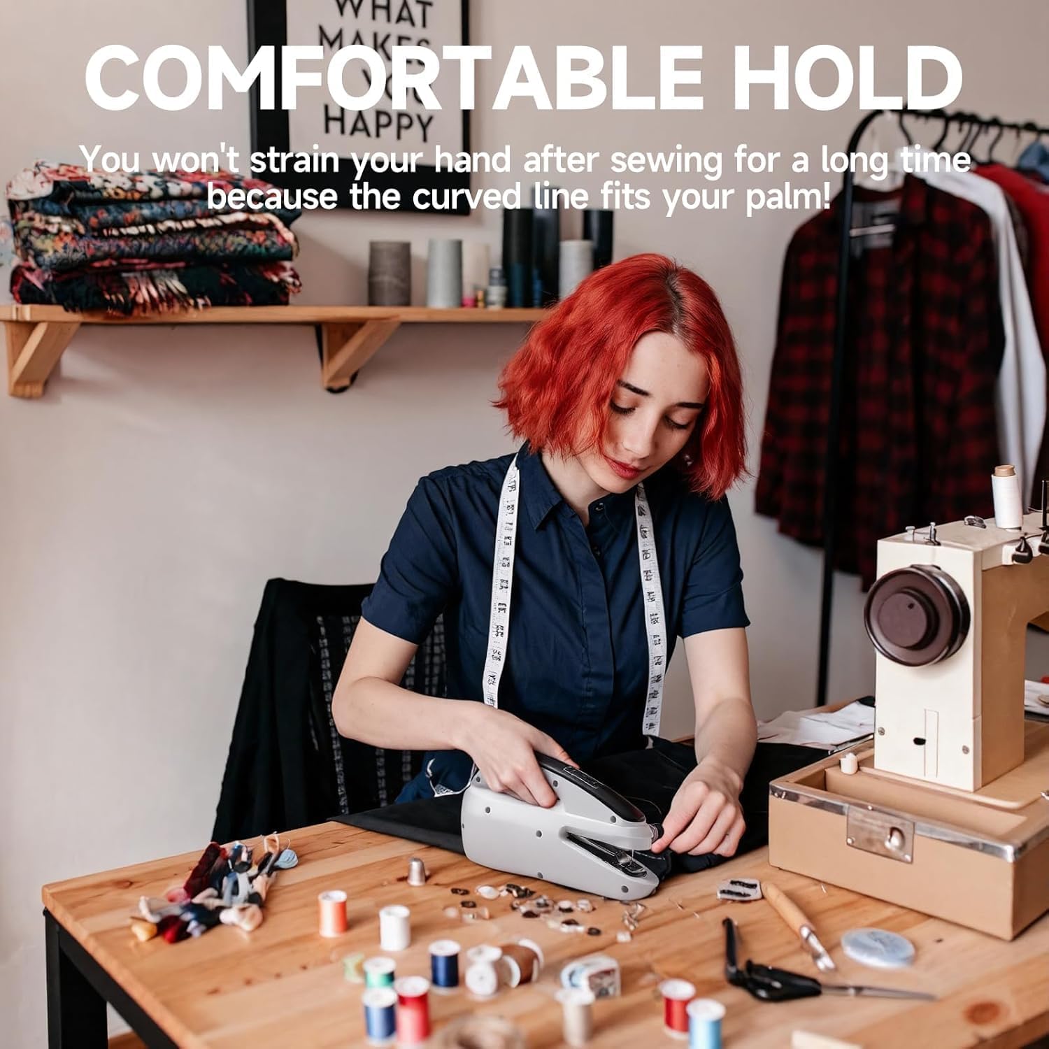 Handheld Sewing Machine,Two dear,Mini sewing machine,Easy to Use for Beginners and  Stitch Suitable for Clothes,Fabrics,  Stitch Suitable Beginners with Two Speeds (Black)