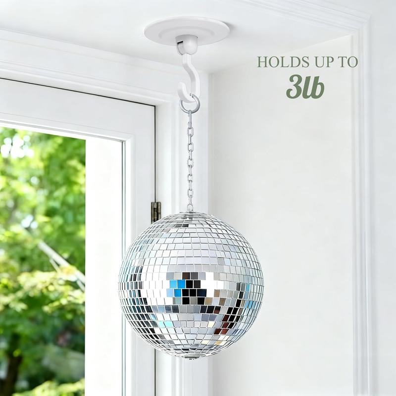 Adhesive Wall & Ceiling Decor Hooks: 4-Pack 3 lbs Heavy Duty No-Drill 360° Swivel Adjustable for Hanging Home Accents Lights Plants Wind Chimes Compatible with 3M Command Strips