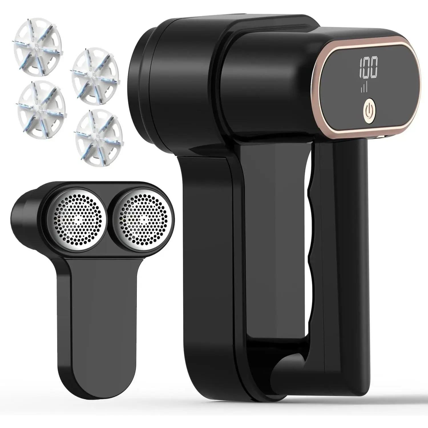 Dual Motor Rechargeable Fabric Shaver, 3-Speed Lint Remover for Clothes, Sweaters & Furniture, Eliminates Fuzz & Pilling, LED Display, Type-C Fast Charging, BlackGift