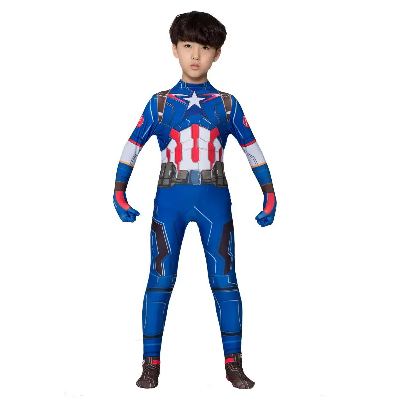 Captain America bodysuit with attached gloves
