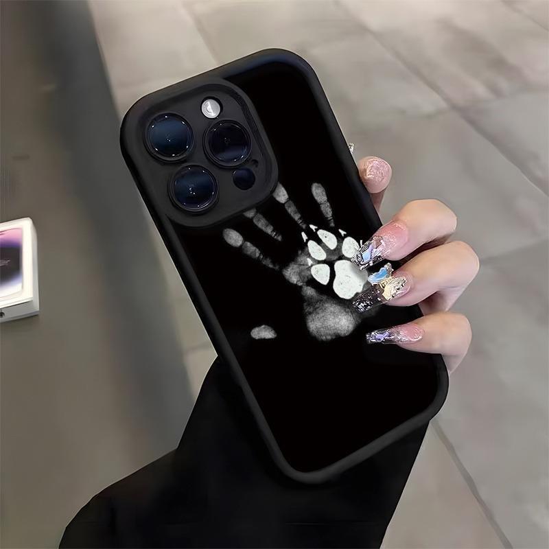 Phone Case - 1pc of Personalized Funny Big Palm And Dog Paw Print Black High Bamboo Phone Case, Suitable for iPhone 17 E Air Pro ProMax iPhone16 15 14 Plus 13 12 Mini 11 X XS XR, Suitable As a Gift for Girlfriend, Boyfriend, Friend Or Yourself