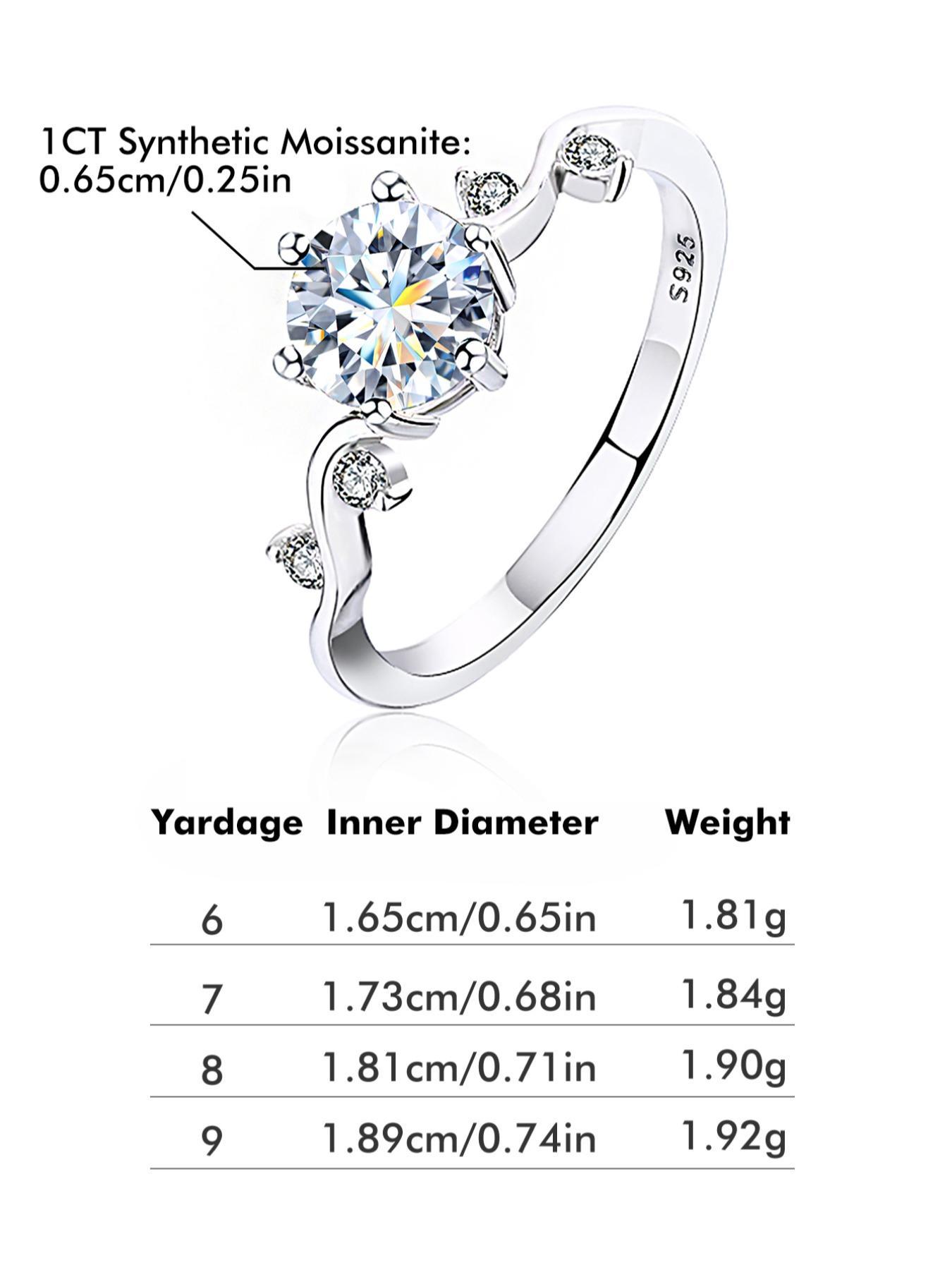 S925 Sterling Silver Synthetic Moissanite Ring, 1ct Ring for Women, Exquisite Engagement Ring for Women & Girls, with Timeless Promise Wedding Engagement Ring, Pave Engagement Ring