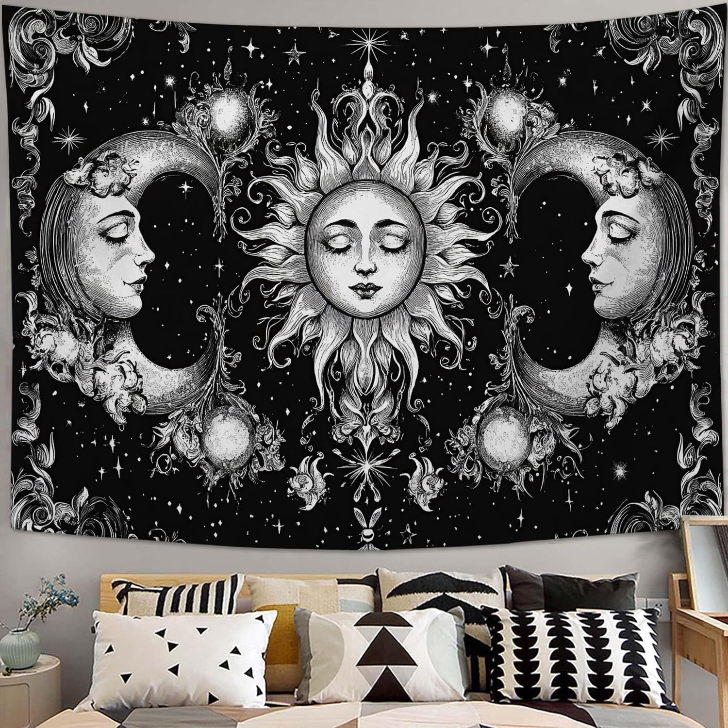 Purple Snake Tapestry Floral Moon Aesthetic Tapestries Boho Wall Art Witchy Hanging Decor Home Decoration for Bedroom Living Room Dorm 40"x60"