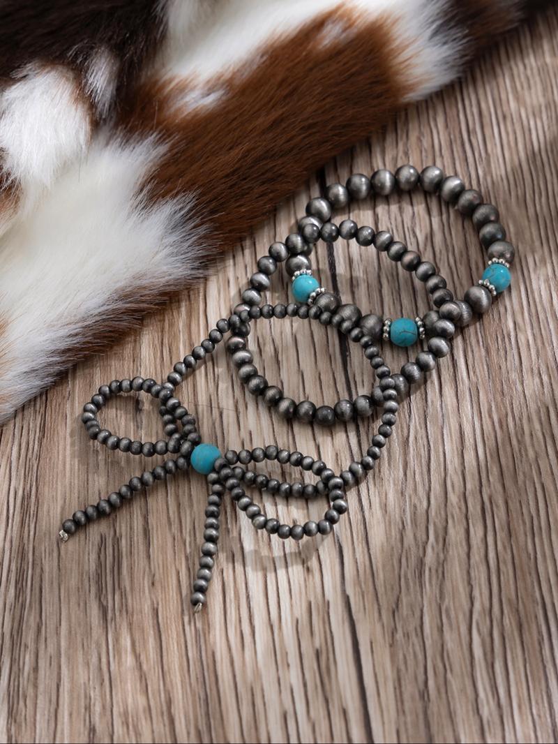 Vintage Simple Style Beaded Bracelet Set, Fashion Turquoise Decorated Jewelry for Party, Daily Clothing Decor, Trendy All-match & Exquisite Jewelry for Birthday Gift