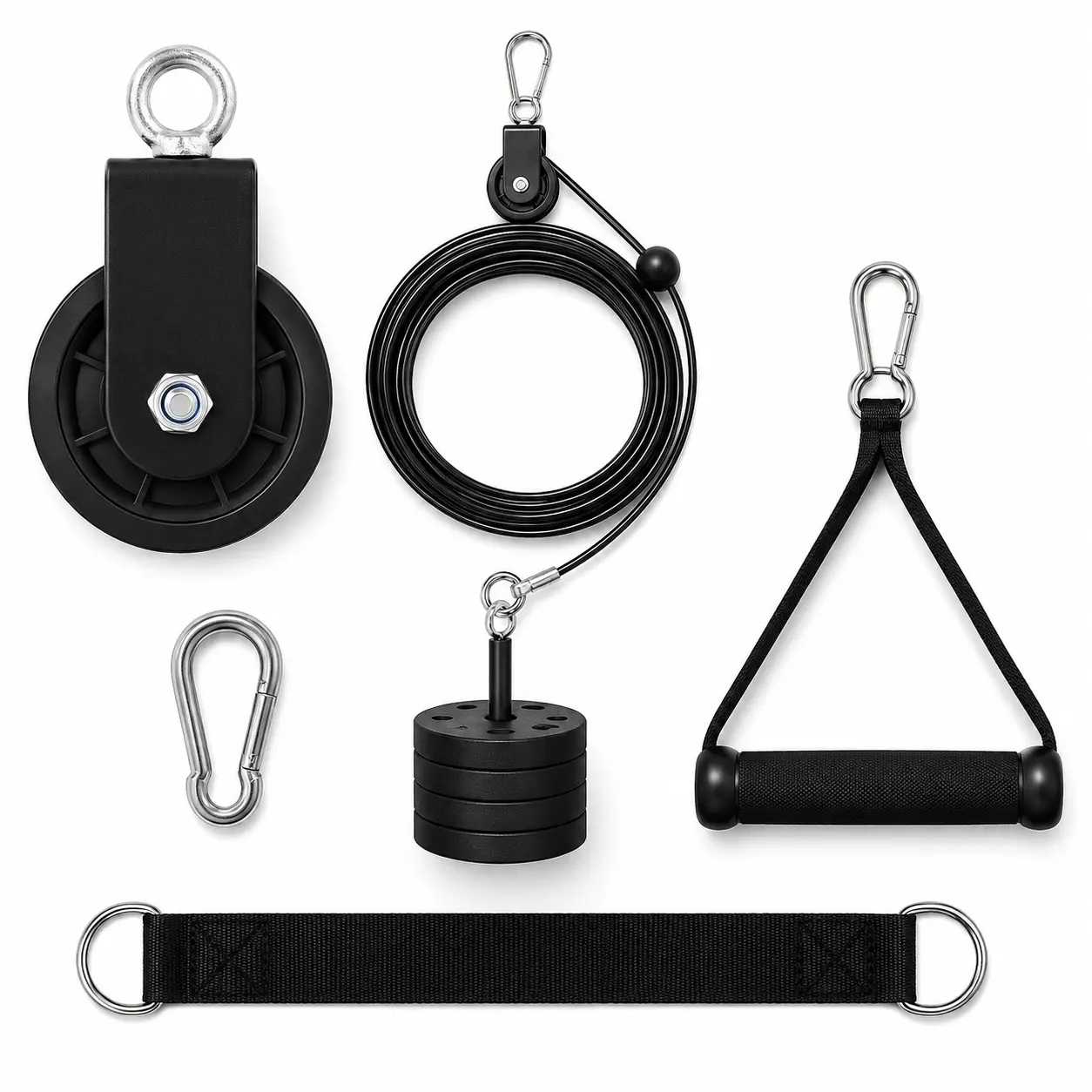 Compact Cable Pulley System with Steel Wire Rope, Ergonomic Handle, Silent Bearing Pulleys, Tensile-Resistant, Wear-Resistant, Easy-to-Install Compact Design for Home Gym Workouts