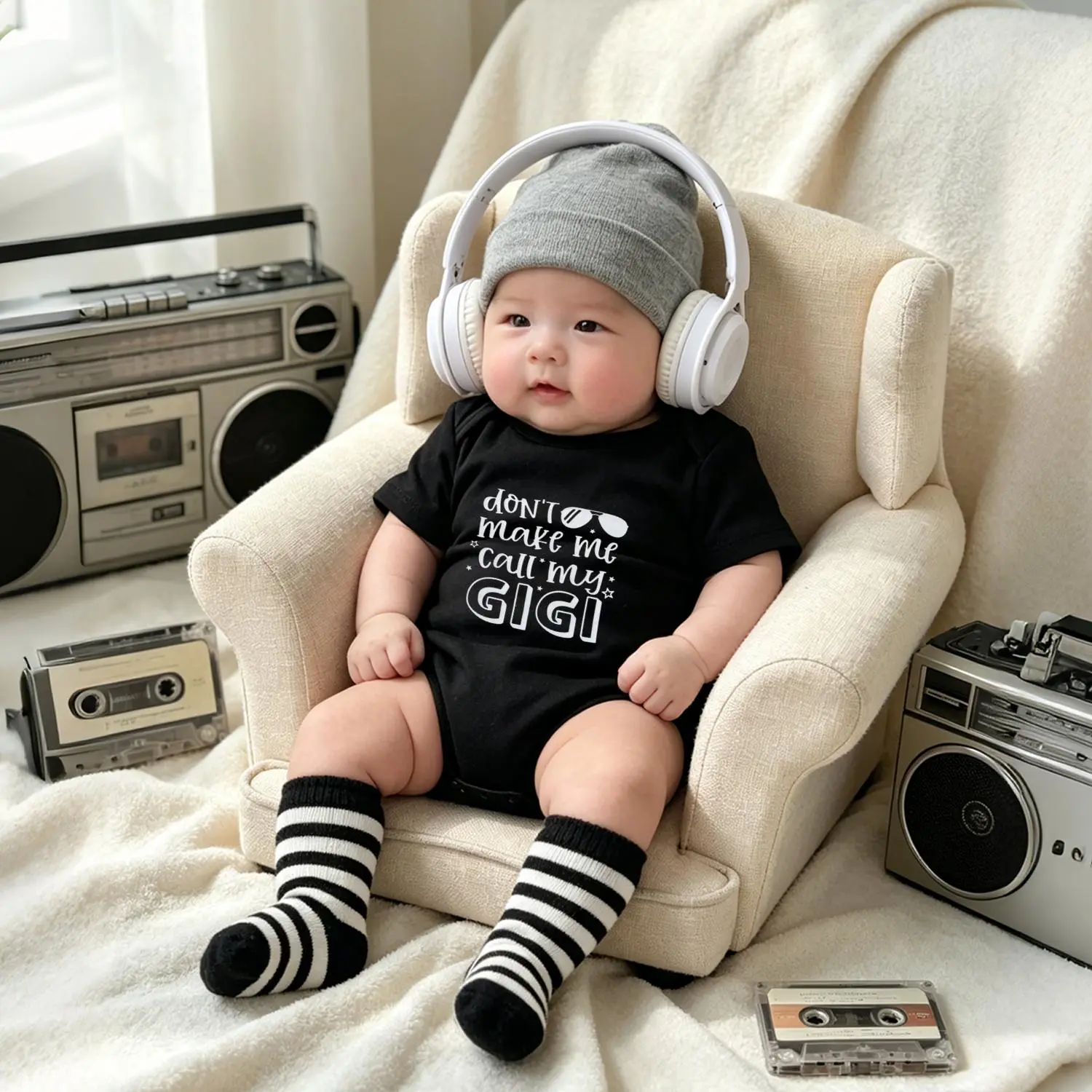Don't Make Me Call My Gigi Baby Onesie, Cute Cotton Infant Bodysuit, 0-24M Soft Short Sleeve Summer Baby Clothes, Newborn Essentials Baby Shower Gift