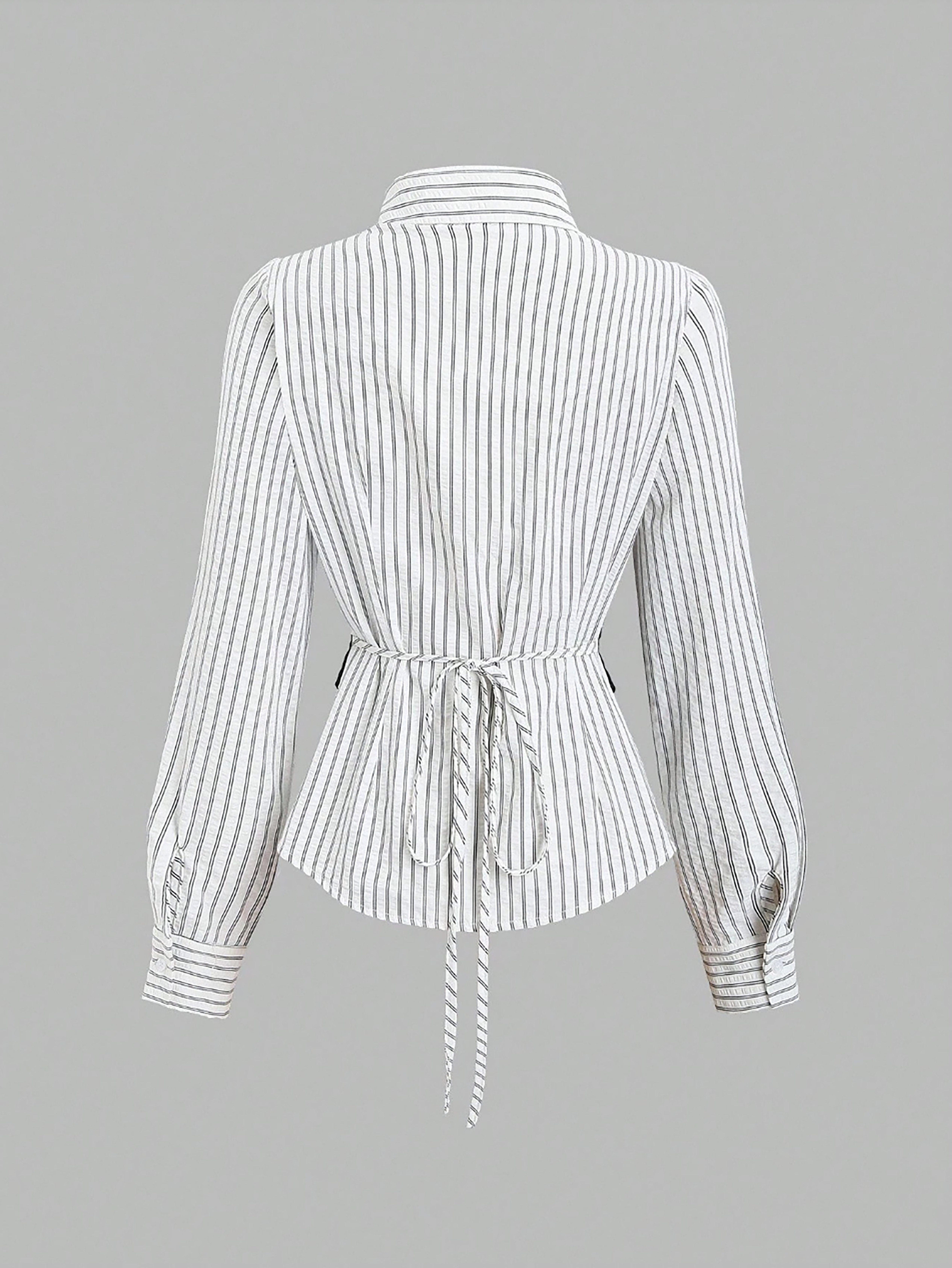 Faux Two-Piece Long Sleeve Plaid Blouse for Women, V-Neck Vest Lined Button Down Top, Slim Fit Business Casual Design, Ideal for Office Commute, Client Reception & Daily Professional Outfits