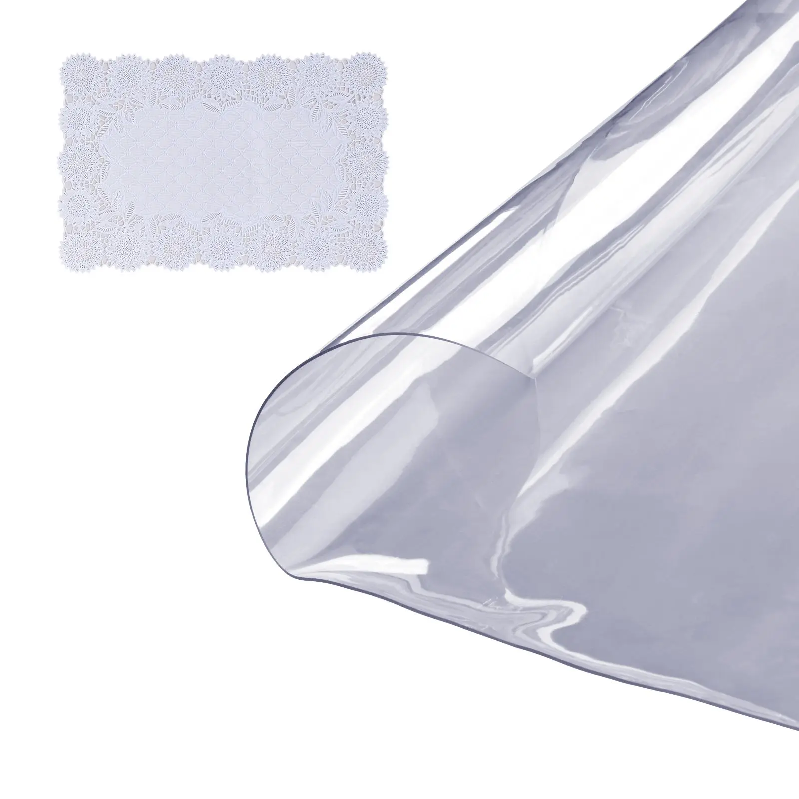 【toolupgrade】VEVOR Transparent PVC Plastic Round Table Protector, 48 in/1230 mm Round Shape, 1.5 mm Thick, Waterproof Desktop Cover for Writing Desk, Dining Room Table