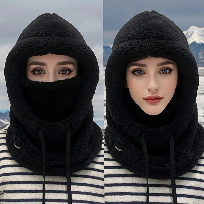 Unisex Thick Fleece Neck Mask One-Piece Hat - Windproof Ear Protection Cotton Cap - Winter Warm for Cycling & Daily Wear - Perfect Christmas Gift