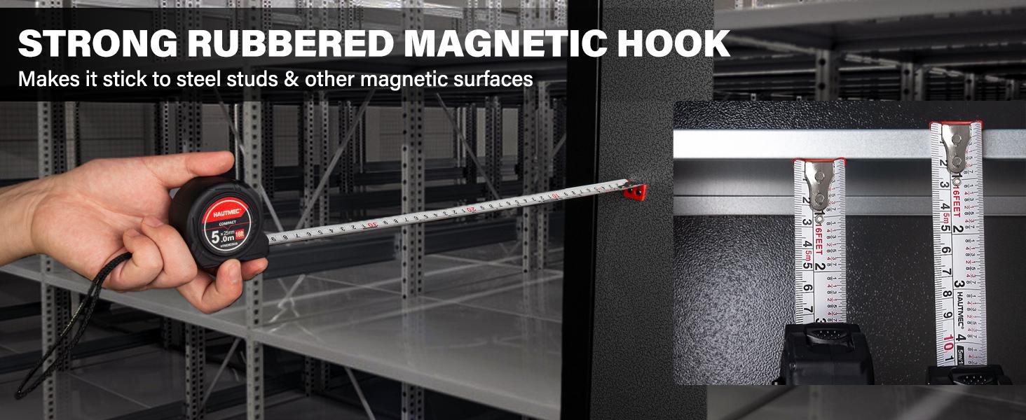 Tape Measure 16ft/5m 6-Pack with Magnetic Hook & Finger Brake Lock |   Fraction 1/8" Dual Metric and Imperial Scale |   Compact for Builders, Woodworkers & Wholesale 25039