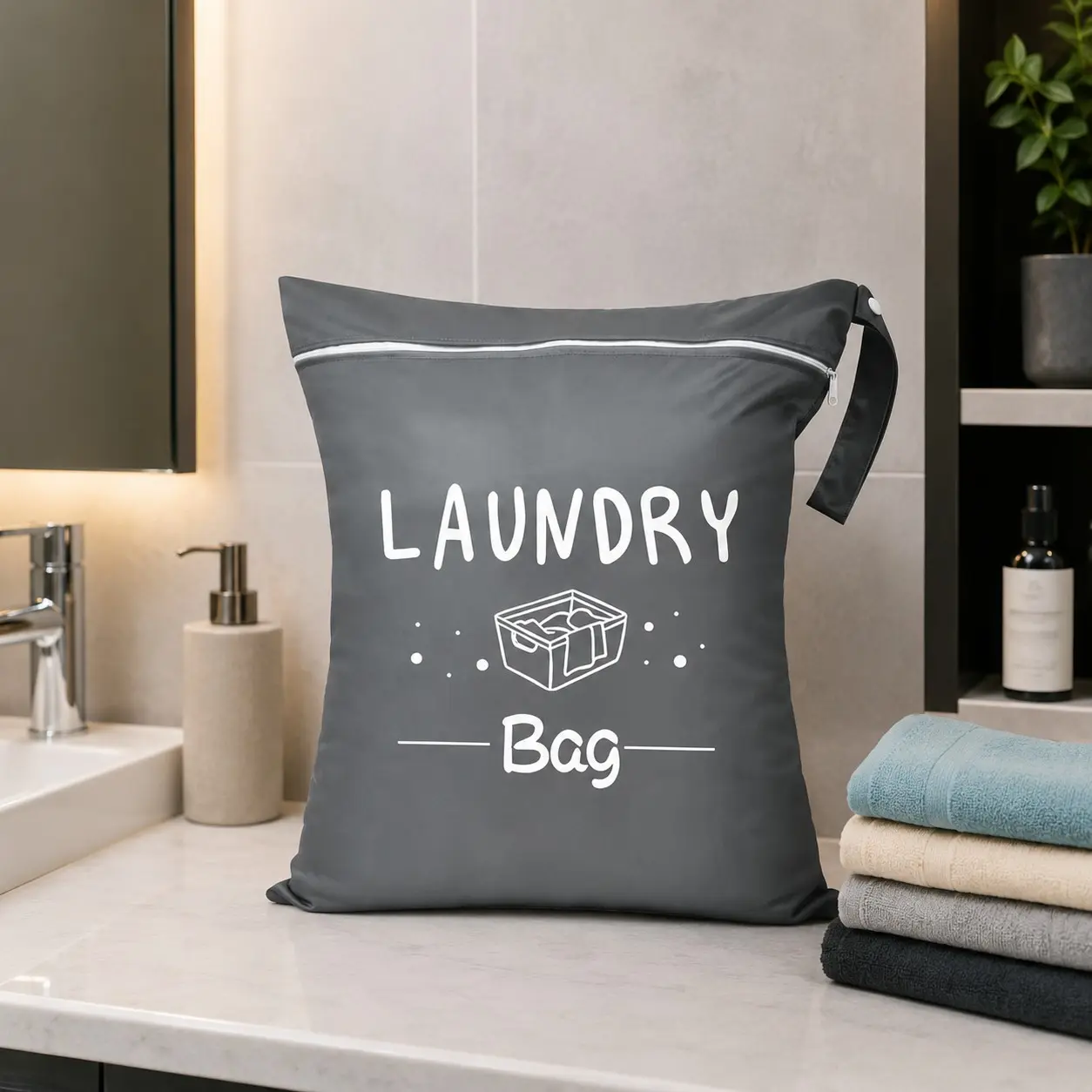 1-Pack Travel Laundry Bag, Laundry Wash Bag, 38 X 48 Cm Zippered Portable Clothes Storage Pouch, Ideal for Toiletries, Durable Design for Everyday Use
