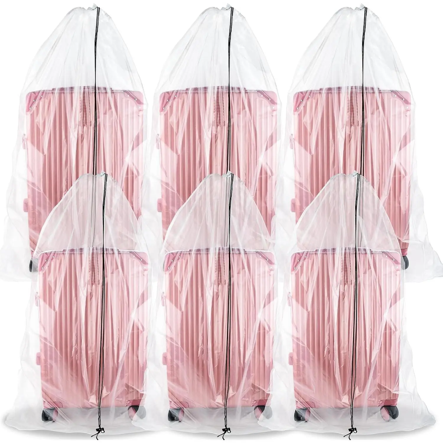 6 Pack Clear Drawstring Storage Bags, 5 Mil , 35x63"& 35x47" | Thicken Heavy-duty Plastic,  & Moistureproof, Ideal for Comforters, Blankets, Clothing Storage and Furniture