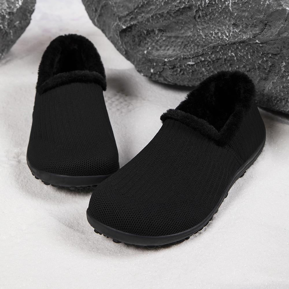 Women's Winter Cotton Slip-On Flats Ultra-Lightweight Breathable Zero Drop Anti-Slip Sole Casual Fashion Comfortable All-Season Sneakers