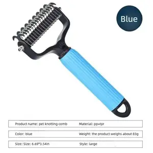 Universal Pet Detangling Comb, Cat Grooming Tool, Double-sided Stainless Steel Material, for Hair Care and Shed Hair Removal, Easy to Use, Essential Grooming Supply