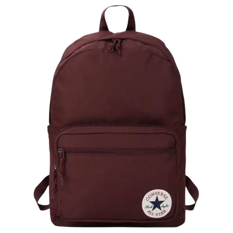 Converse GO 2 Minimalist Round Logo Zippered Polyester Backpack for Men and Women, Purple-Red