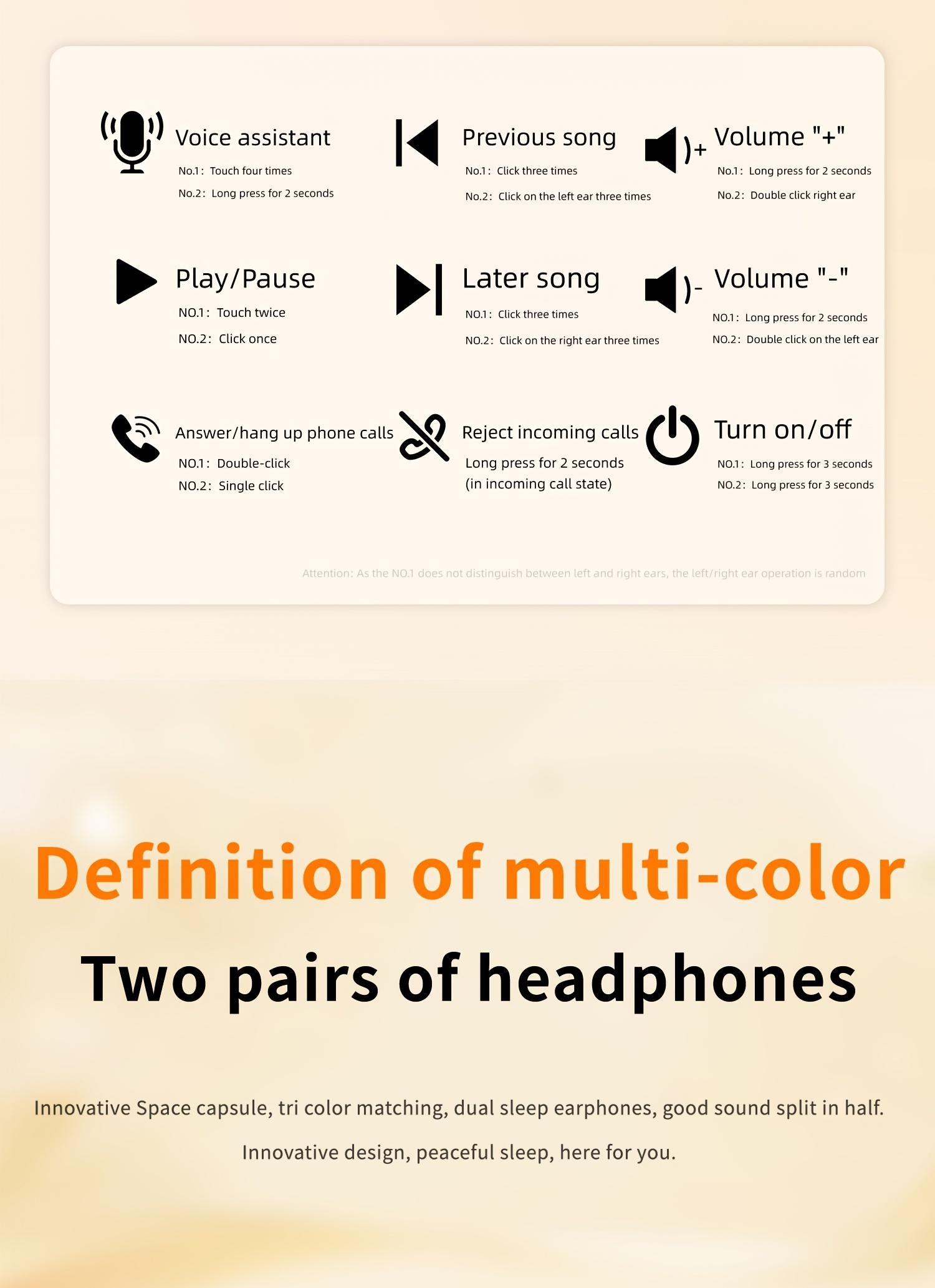 [Bass Loop Earbuds] 2 Pairs Of In Ear Wireless Wireless Earbuds,, Comfortable To Wear,Leisure, Sports, Sleep, Essential Partners, Compatible With All Smartphones, Wireless Earbuds, Sports Earbuds, Gaming Earbuds noise cancelling headphone