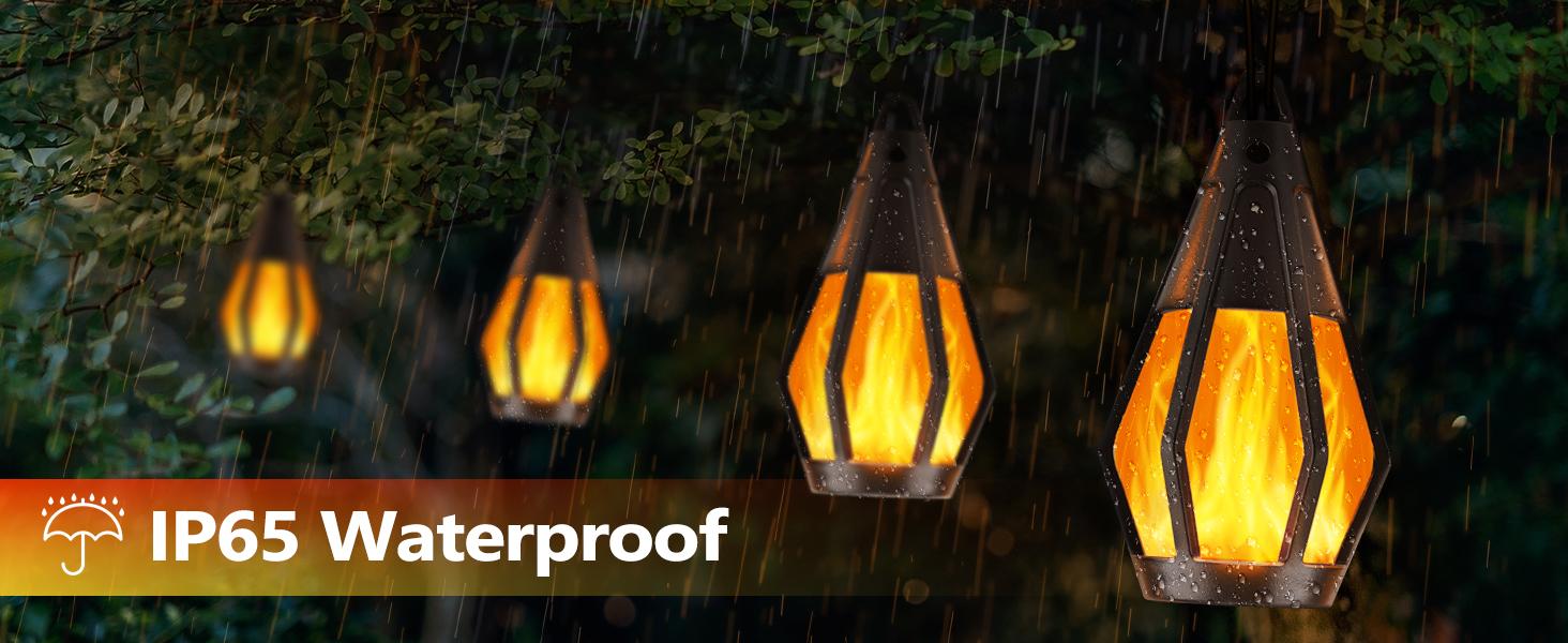Christmas Solar-Powered Outdoor Flame-Effect String Lights (15 Bulbs, 33FT) Garden & Lawn Decorative Lights, Solar LED Night Lights for Christmas Parties, Outdoor Garden Decor summergarden