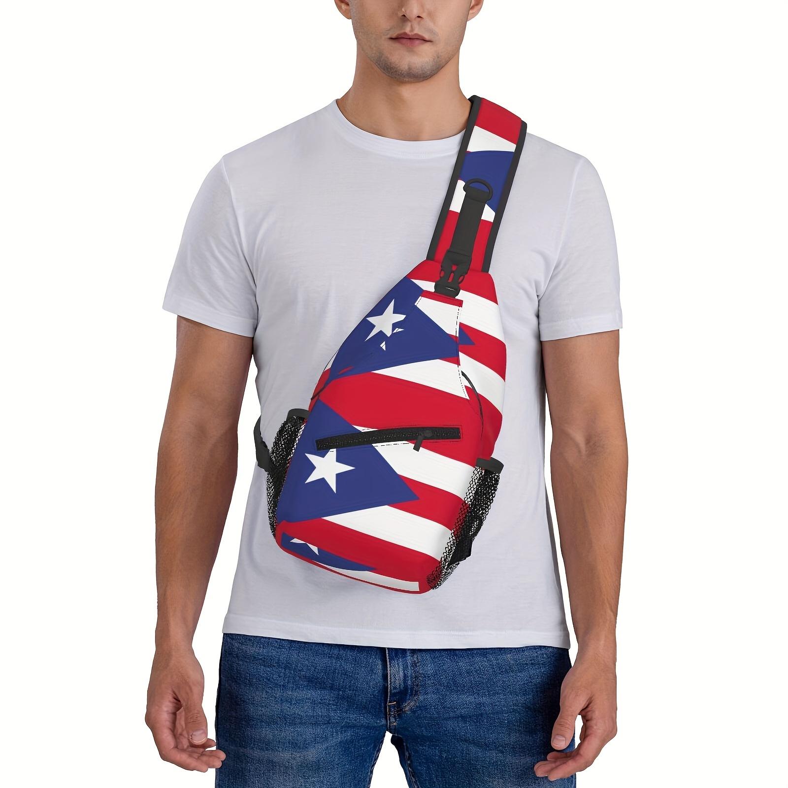 Hiking Backpack, Crossbody Chest Shoulder Bag, Large Capacity Folding Durable Fashion, Can Be Used For Shopping Work Leisure Travel Beach Fishing, Travel Accessories Must Have Backpack For School, Puerto Rico Flag, Back Christmas Gifts