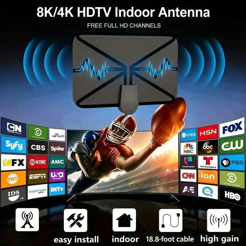 HIDB TV Antenna Digital for Smart TV HD Antena Indoor 4K 360° Signal Amplified indoor TV Antenna for Easy Long Range Reception Installation No Monthly Bill Ultra Long Reception Distance TV Antenna For Local Channels ,Deals For You Days