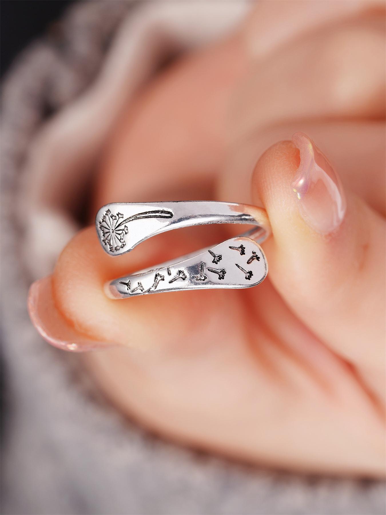 Vintage Flower Design Statement Rings for Women for Summer with Dandelion Decor, Fashion Accessories, Trendy All-match & Exquisite Jewelry for Anniversary Gift, Adjustable Sunflower Ring