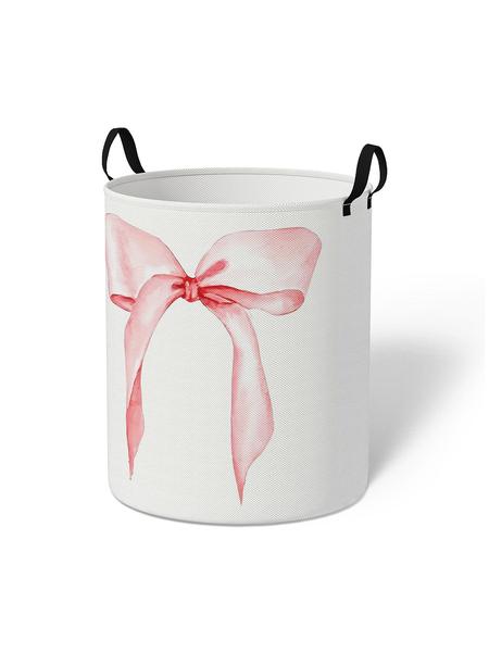 Durable Laundry Basket with Handle, Laundry Hamper, Bow Print Design, Foldable Clothes Storage Bin, Large Capacity Toy Organizer for Home Use