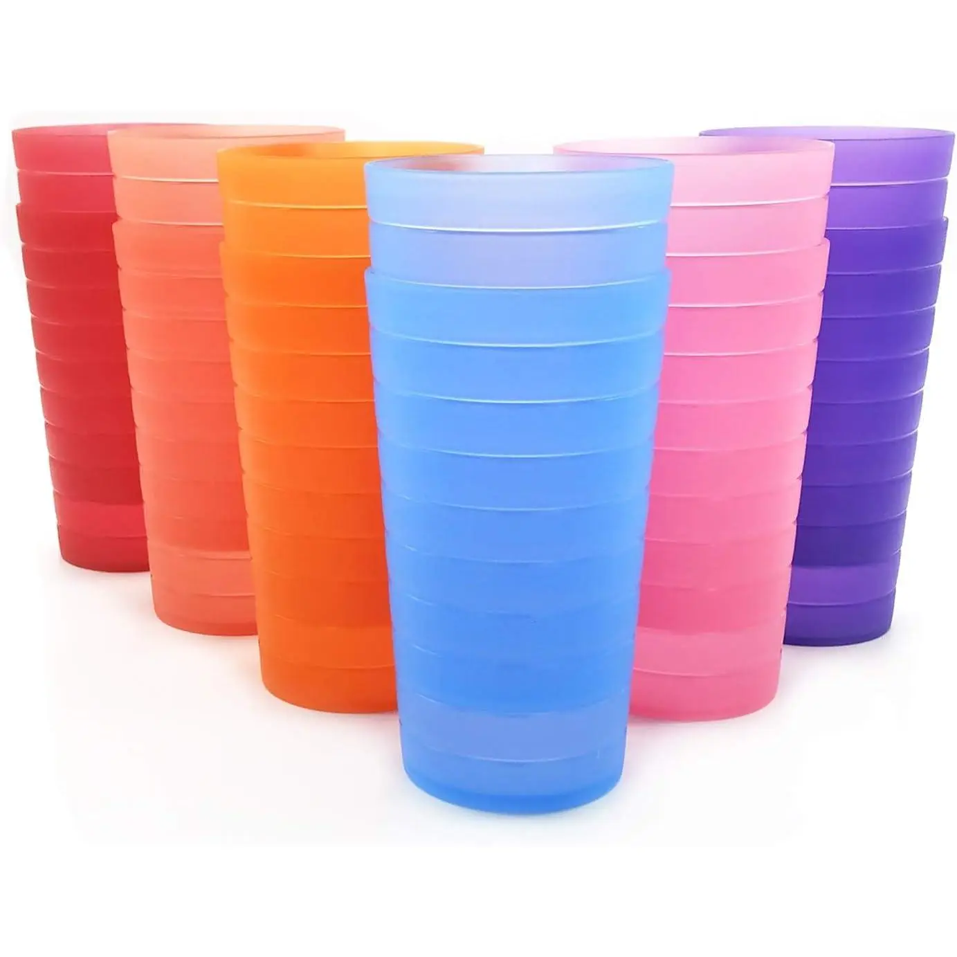 Drinkware 22-ounce Plastic Tumblers/Drinking Glasses/Party Cups/Iced  Glasses, Set of 12 Multicolor | Unbreakable, Dishwasher Safe,