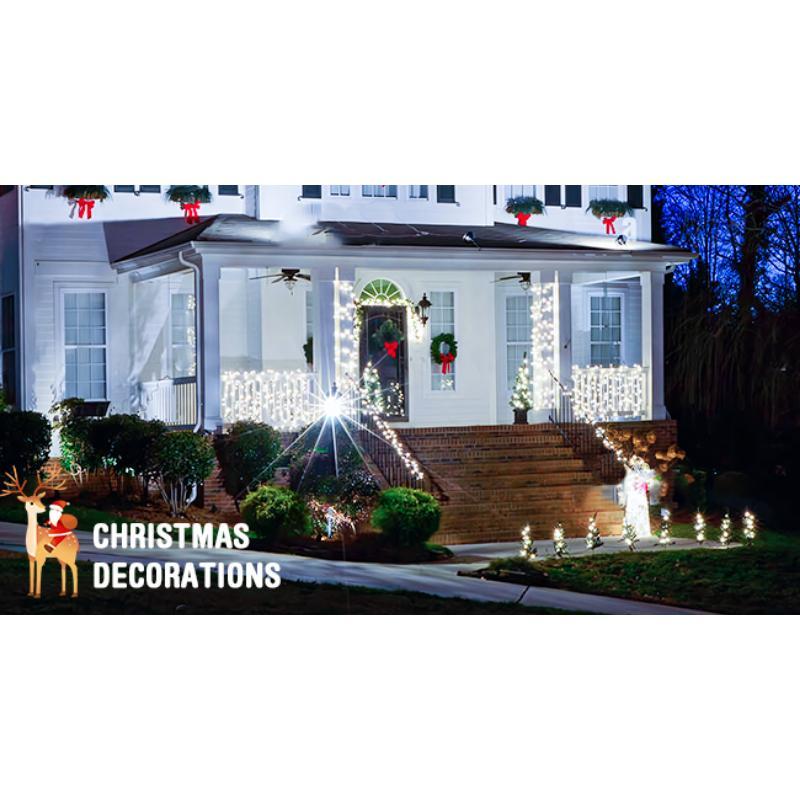 2 Pack Solar String Lights Outdoor Waterproof, Each 33FT 100 LED Outdoor, 8 Modes White Fairy Light for Outside Yard Tree Patio Garden Wedding Christmas Decorations