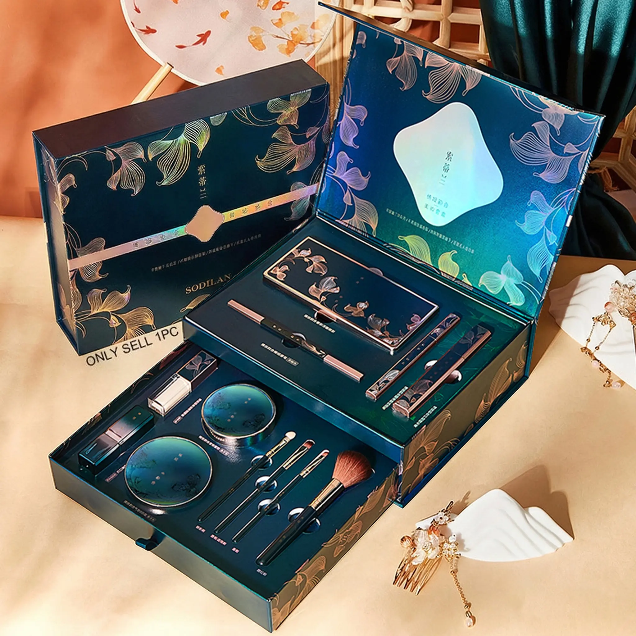 12-piece beauty set, Cosmetic, Facial Makeup Set, Daily makeup kit, including air cushion BB cream, makeup powder, lipstick, concealer, eye shadow, mascara, eyeliner pen, eyebrow pencil, makeup brush, gift boxes, holiday gifts, Makeup Gift Sets
