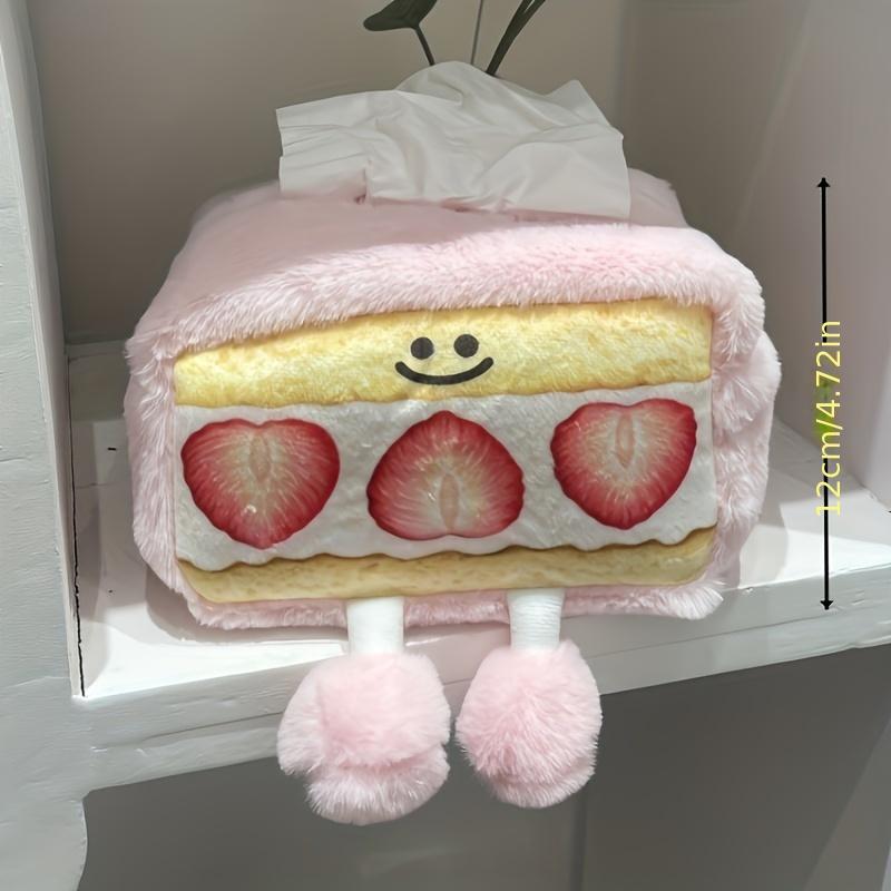 Cute Creative Cat Style Tissue Box with Strawberry Pattern, Novelty Home Decor