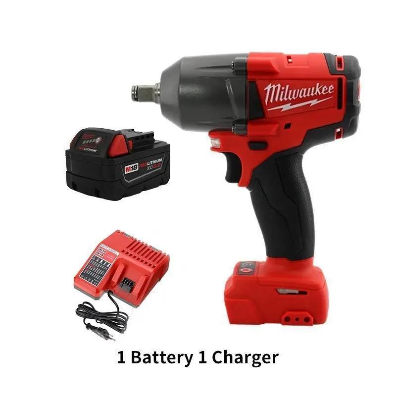 Milwaukee 18V Cordless Electric Wrench Durable Brushless Impact Wrench 800N.M with Battery & Fast Charger