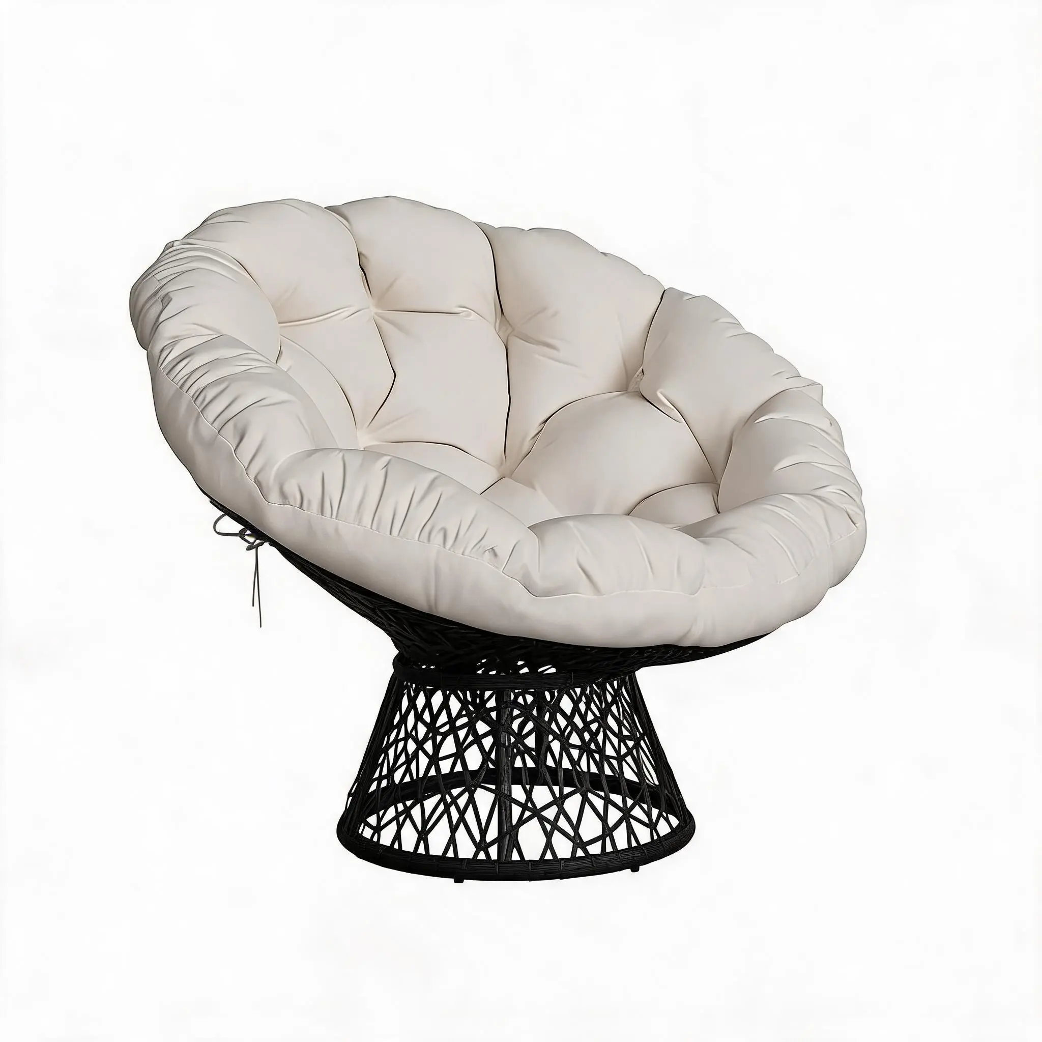 Ergonomic Wicker Papasan Chair – 40" Extra-Thick Soft Cushion, Heavy-Duty Steel Frame, 360° Swivel, Single Lounge Chair for Living Room, Bedroom, Reading Nook – No Variant Info
