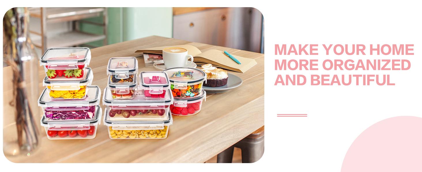 36 Pack Food Storage Containers (18 Airtight Kitchen Storage & 18 Lids), Plastic BPA-Free Meal Prep Container for Pantry Organizers and Storage with Free Labels & Marker