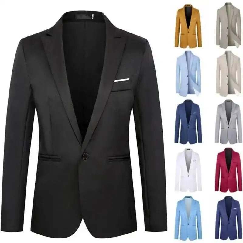 Mens Blazer Jacket Slim Fit Casual Button Business Suit Jacket Sport Coats Formal Wedding Tux Blazer with Pockets