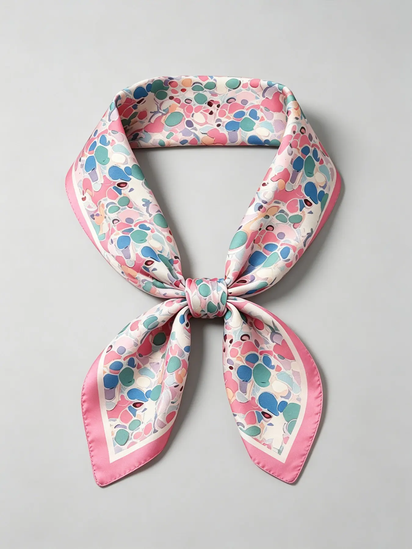 Colorful Abstract Print Mulberry Silk Scarf for Women, Skin-Friendly & Breathable, All-Season Fashion Accessory, Ideal for Travel & Hiking
