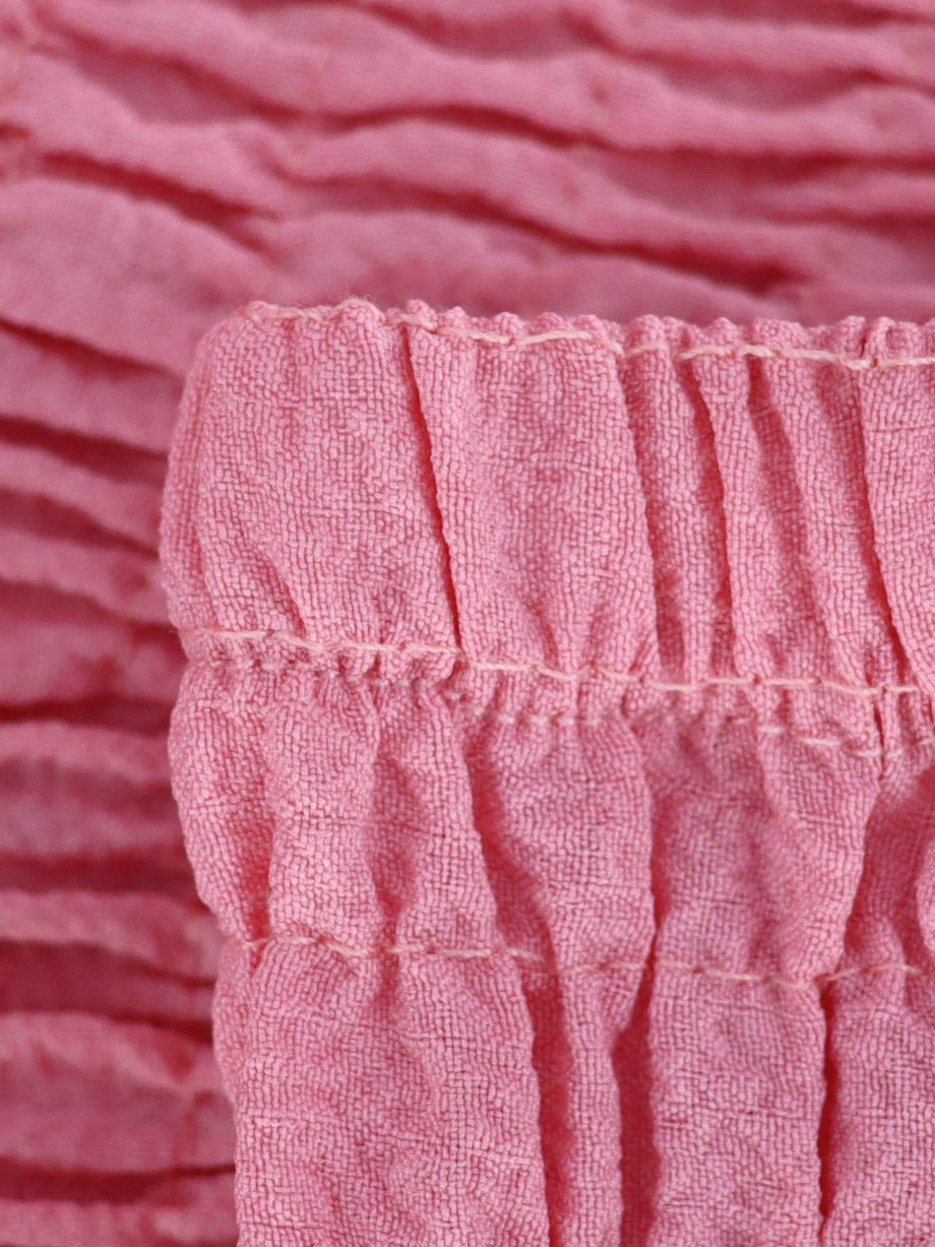 Women's Frill Trim Shirred Flare Leg Pants Set, Boho Casual Crop Tube Top & High Waist Trousers for Beach Holiday Vacation, Ladies Summer Clothes