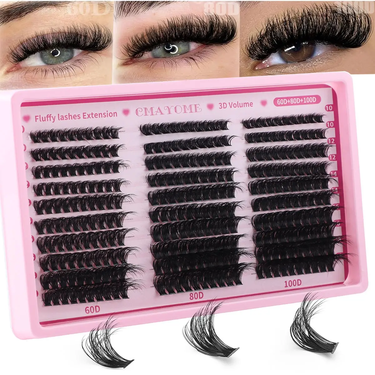 300 false eyelash string, DIY home eyelash extender, clustered false eyelashes, Fluffy eyelashes cluster, naturally thick false eyelashes, reusable eyelash string, beginner's starter kit, easy to DIY application