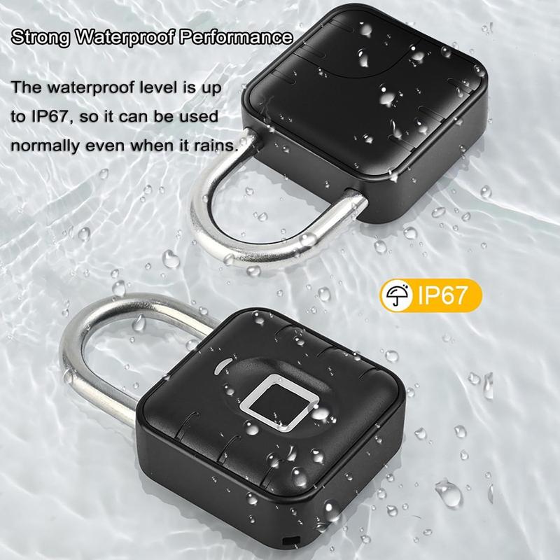 Fingerprint Padlock, Locker Lock, Keyless  Padlock Outdoor Fingerprint Lock Combination Gate Locks for Gym Storage - Black Waterproof ,Door Lock with BLE