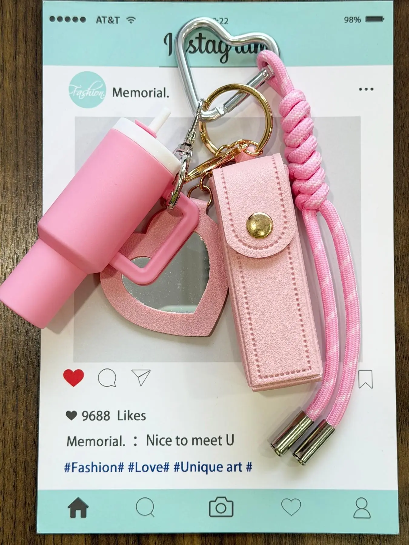 Mini Tumbler Lipstick Holder Keychain Set, PU Lipstick Case with Heart Mirror, Braided Wrist Strap, Cute Pendant for Girls